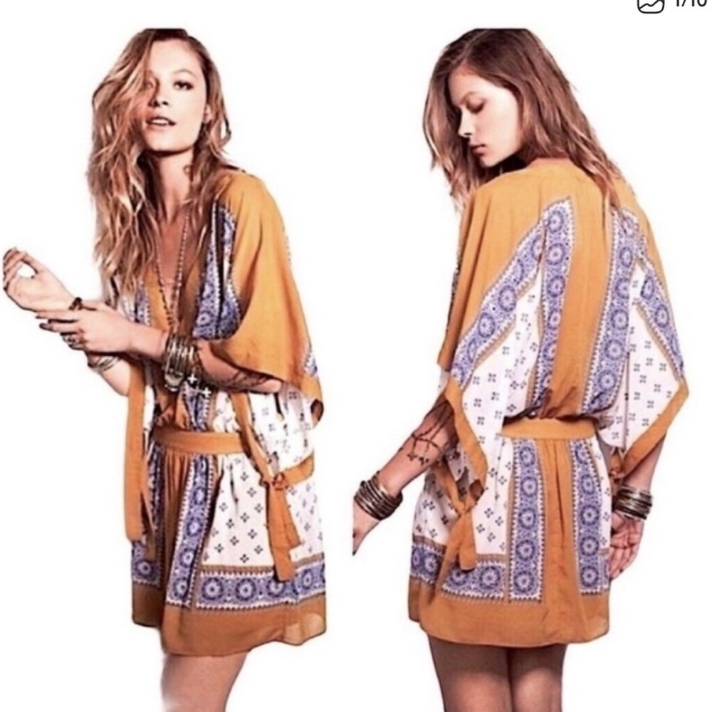 Free People Santa Cruz Boho Kimono Mini Dress